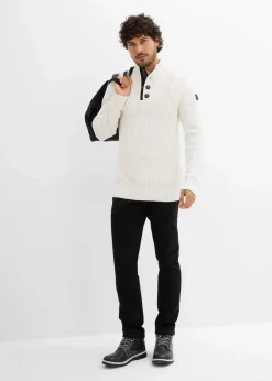 Strukturierter-Stehkragenpullover mit recycelter Baumwolle|bonprix New