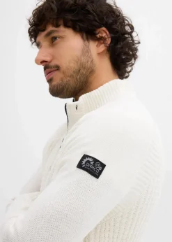 Strukturierter-Stehkragenpullover mit recycelter Baumwolle|bonprix New