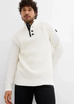 Strukturierter-Stehkragenpullover mit recycelter Baumwolle|bonprix New