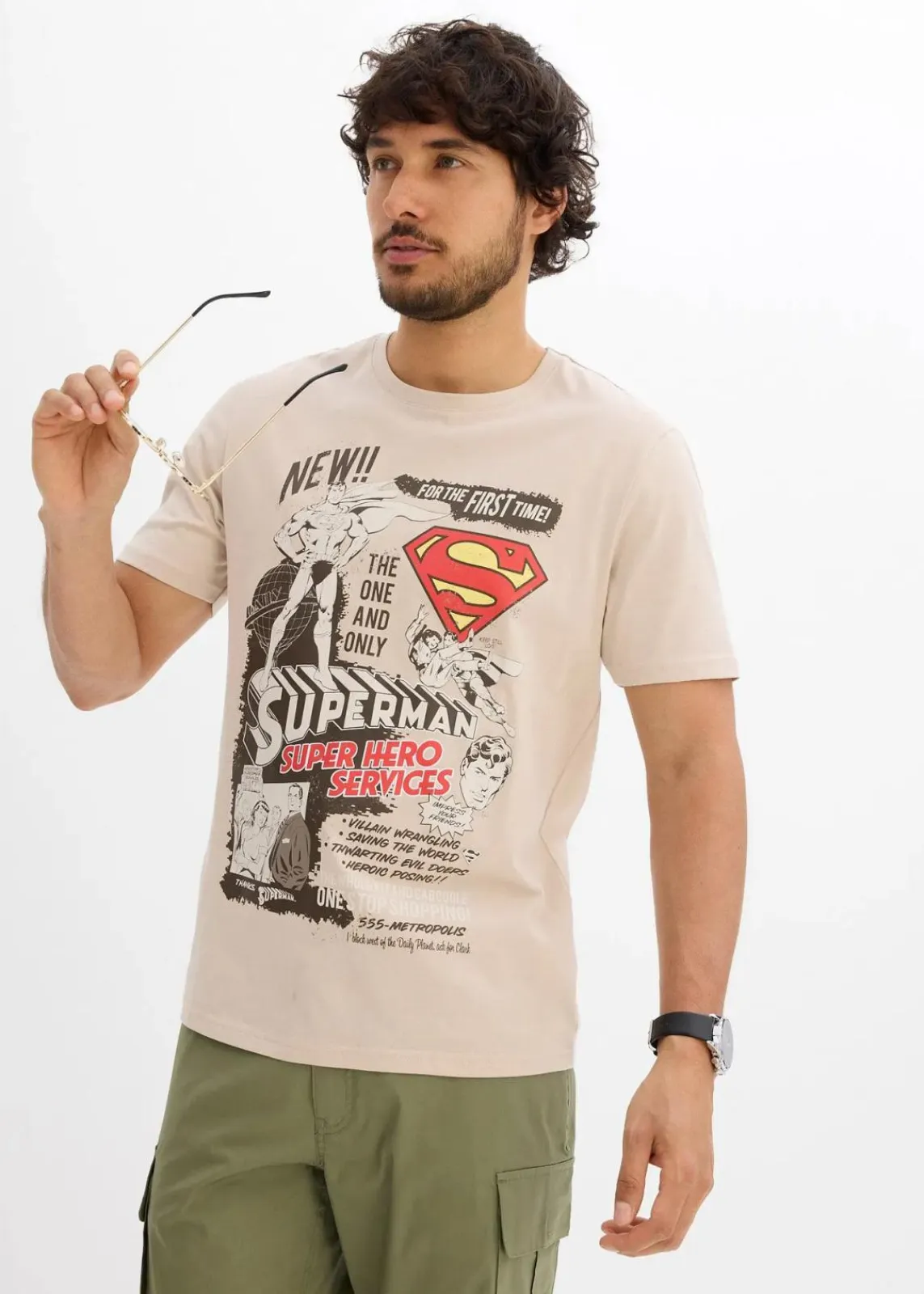 DC_Universe Große Größen|Shirts & Polos|Superman T-Shirt aus reiner Baumwolle helloliv bedruckt