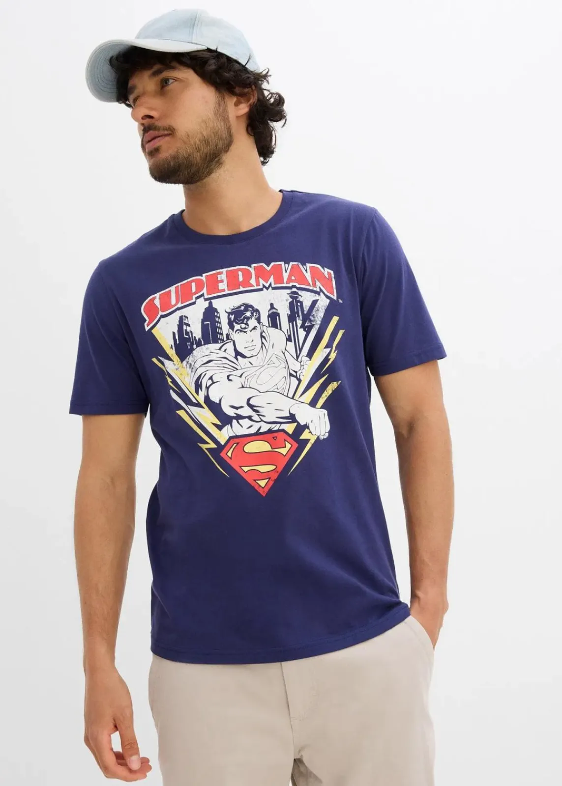 DC_Universe Shirts & Polos|Große Größen|Superman T-Shirt aus reiner Baumwolle lila bedruckt