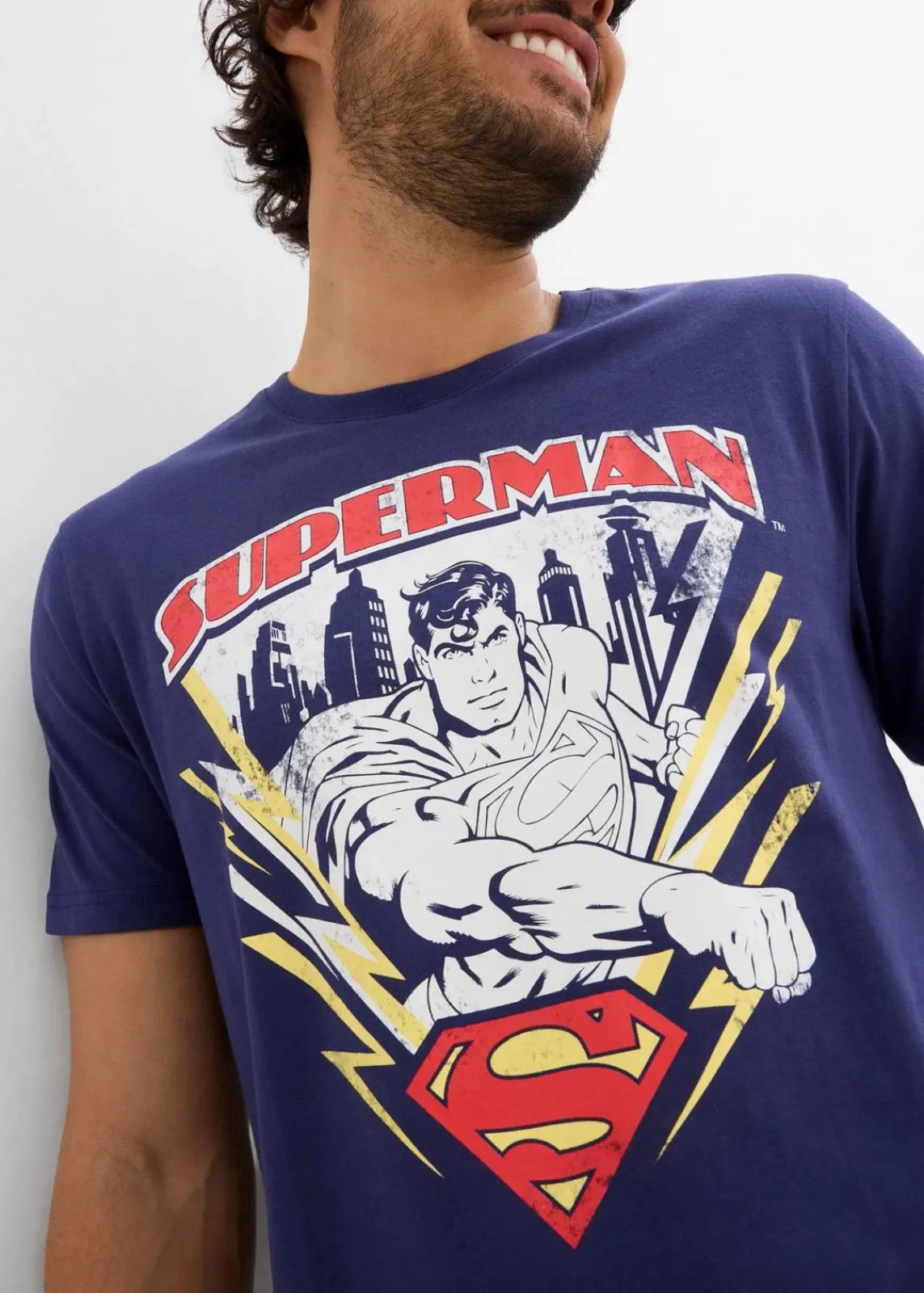 DC_Universe Shirts & Polos|Große Größen|Superman T-Shirt aus reiner Baumwolle lila bedruckt