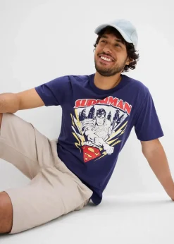 DC_Universe Shirts & Polos|Große Größen|Superman T-Shirt aus reiner Baumwolle lila bedruckt