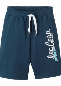 bonprix Jungen 9-16 Jahre·Shorts|Jungen 2-8 Jahre·Nachhaltigere Materialien|Sweat-Bermuda aus reiner Bio-Baumwolle dunkelblau bedruckt