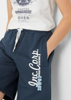 bonprix Jungen 9-16 Jahre·Shorts|Jungen 2-8 Jahre·Nachhaltigere Materialien|Sweat-Bermuda aus reiner Bio-Baumwolle dunkelblau bedruckt