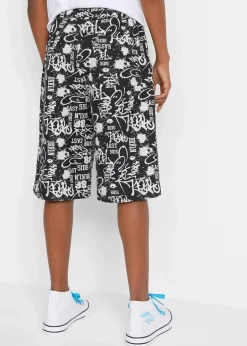 bonprix Jungen 9-16 Jahre·Shorts|Jungen 2-8 Jahre·Nachhaltigere Materialien|Sweat-Bermuda aus reiner Bio Baumwolle schwarz bedruckt