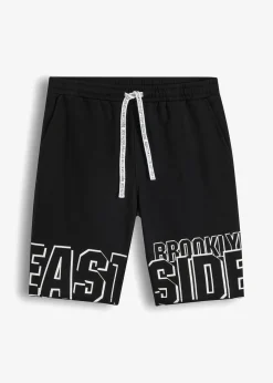 bonprix Große Größen|Shorts|Sweat-Bermuda aus reiner Bio-Baumwolle schwarz bedruckt