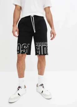 bonprix Große Größen|Shorts|Sweat-Bermuda aus reiner Bio-Baumwolle schwarz bedruckt