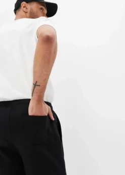 bonprix Große Größen|Shorts|Sweat-Bermuda aus reiner Bio-Baumwolle schwarz bedruckt