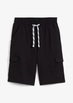 bonprix Jungen 9-16 Jahre·Shorts|Jungen 2-8 Jahre·Nachhaltigere Materialien|Sweat-Bermuda mit Cargotaschen aus reiner Bio-Baumwolle schwarz