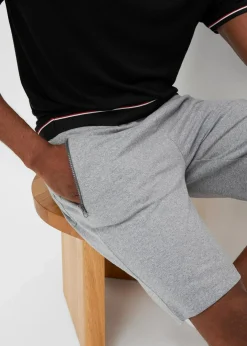 bonprix Sweat|Hosen|Sweat-Bermuda mit praktischen Reißverschlusstaschen hellgrau meliert meliert