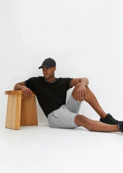 bonprix Sweat|Hosen|Sweat-Bermuda mit praktischen Reißverschlusstaschen hellgrau meliert meliert