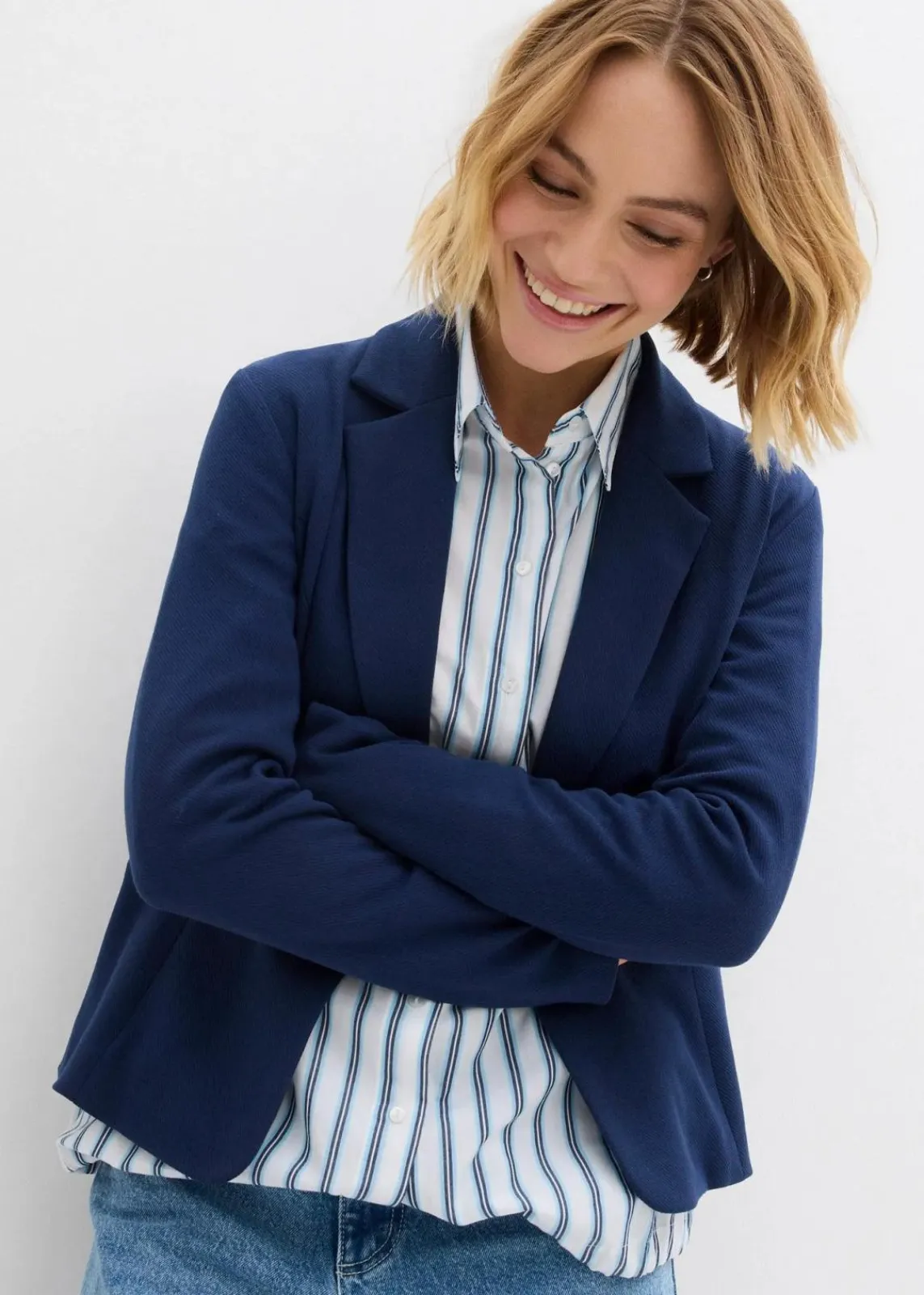 Sweatblazer mit fließender Viskose|bonprix Discount