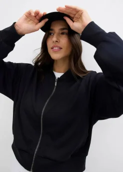 bonprix Bekleidung·Hosen|Jacken & Mäntel|Sweatblouson aus softem Viskose-Mix schwarz