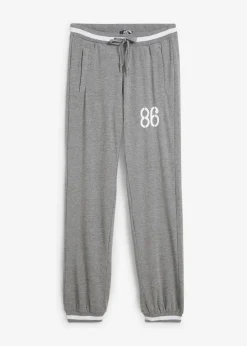 bonprix Hosen|Sweat|Sweathose aus elastischem Baumwoll-Mix grau meliert