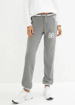 bonprix Hosen|Sweat|Sweathose aus elastischem Baumwoll-Mix grau meliert