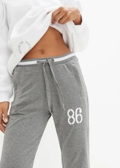 bonprix Hosen|Sweat|Sweathose aus elastischem Baumwoll-Mix grau meliert