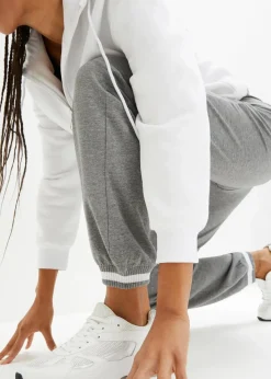 bonprix Hosen|Sweat|Sweathose aus elastischem Baumwoll-Mix grau meliert