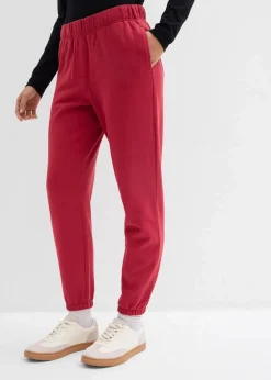 bonprix Hosen|Sweat|Sweathose aus reiner Bio-Baumwolle (2er Pack) schwarz/kirschrot