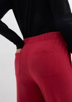 bonprix Hosen|Sweat|Sweathose aus reiner Bio-Baumwolle (2er Pack) schwarz/kirschrot