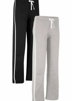 bonprix Hosen|Sweat|Sweathose aus reiner schwerer Baumwolle (2er-Pack ) schwarz + hellgrau meliert