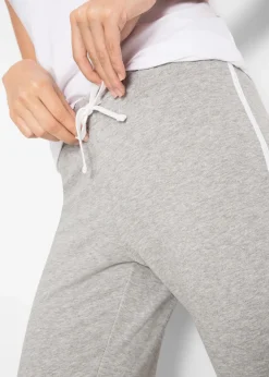 bonprix Hosen|Sweat|Sweathose aus reiner schwerer Baumwolle (2er-Pack ) schwarz + hellgrau meliert