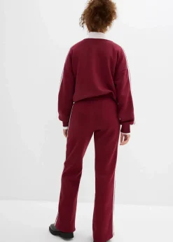 bonprix Bekleidung·Blusen & Tuniken|Bekleidung·Kleider|Sweathose aus weichem Baumwoll-Mix ahornrot/weiß