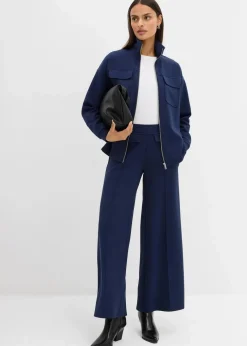 bonprix Bekleidung·Blusen & Tuniken|Sweat|Sweatjacke aus leicht glänzendem Viskose-Mix dunkelblau