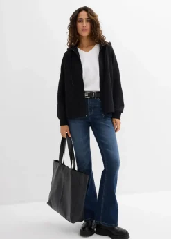 bonprix Bekleidung·Röcke|Bekleidung·Blusen & Tuniken|Sweatjacke aus reiner Bio-Baumwolle schwarz