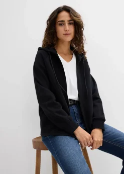 bonprix Bekleidung·Röcke|Bekleidung·Blusen & Tuniken|Sweatjacke aus reiner Bio-Baumwolle schwarz