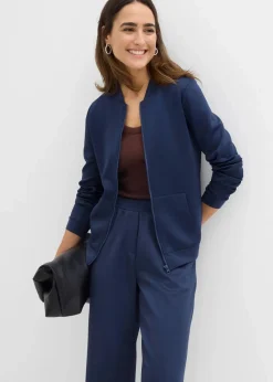 Sweatjacke aus Scuba mit Reißverschluss|bonprix Outlet