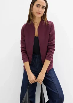 bonprix Nachhaltigere Materialien|Sweat|Sweatjacke aus Scuba mit Reißverschluss weinrot