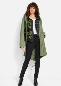 bonprix Bekleidung·Blusen & Tuniken|Sweat|Sweatjacke mit Baumwolle schwarz/grün geblümt