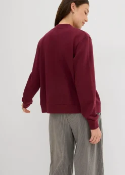 bonprix Nachhaltigere Materialien|Sweat|Sweatjacke mit Knopfleiste ahornrot