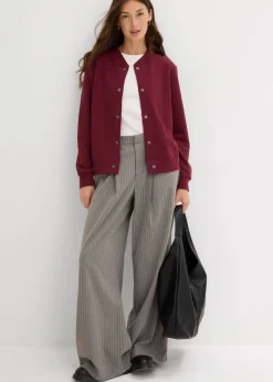 bonprix Nachhaltigere Materialien|Sweat|Sweatjacke mit Knopfleiste ahornrot