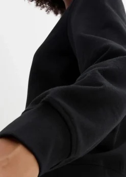 bonprix Bekleidung·Blusen & Tuniken|Sweat|Sweatjacke mit Knopfleiste schwarz
