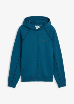 bonprix Große Größen|Sportbekleidung|Sweatjacke mit Kontrastdetails aus reiner Baumwolle blaupetrol
