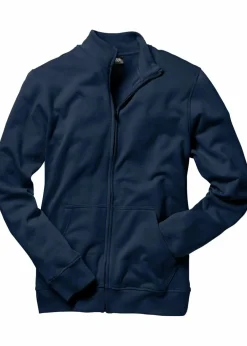 bonprix Große Größen|Basics|Sweatjacke mit Stehkragen dunkelblau