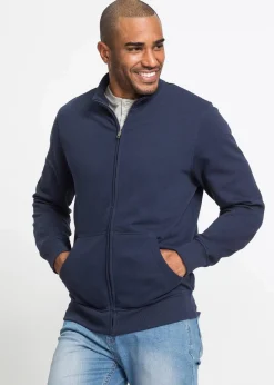 bonprix Große Größen|Basics|Sweatjacke mit Stehkragen dunkelblau