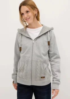 Sweatjacke mit Strickkapuze und Tasche|bonprix Outlet