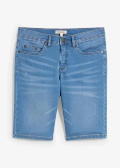 bonprix Jeans|Shorts|Sweat-Jeans-Bermuda m. Komfortschnitt, Regular Fit hellblau denim used