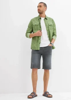 bonprix Jeans|Shorts|Sweat-Jeans-Bermuda m. Komfortschnitt, Regular Fit blau-grau denim