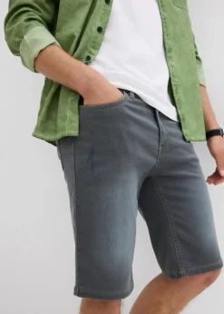 bonprix Jeans|Shorts|Sweat-Jeans-Bermuda m. Komfortschnitt, Regular Fit blau-grau denim