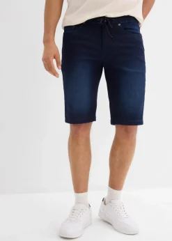 bonprix Große Größen|Shorts|Sweat-Jeans-Bermuda mit Komfortbund, Regular Fit (2er Pack) dunkelblau denim+hellblau denim