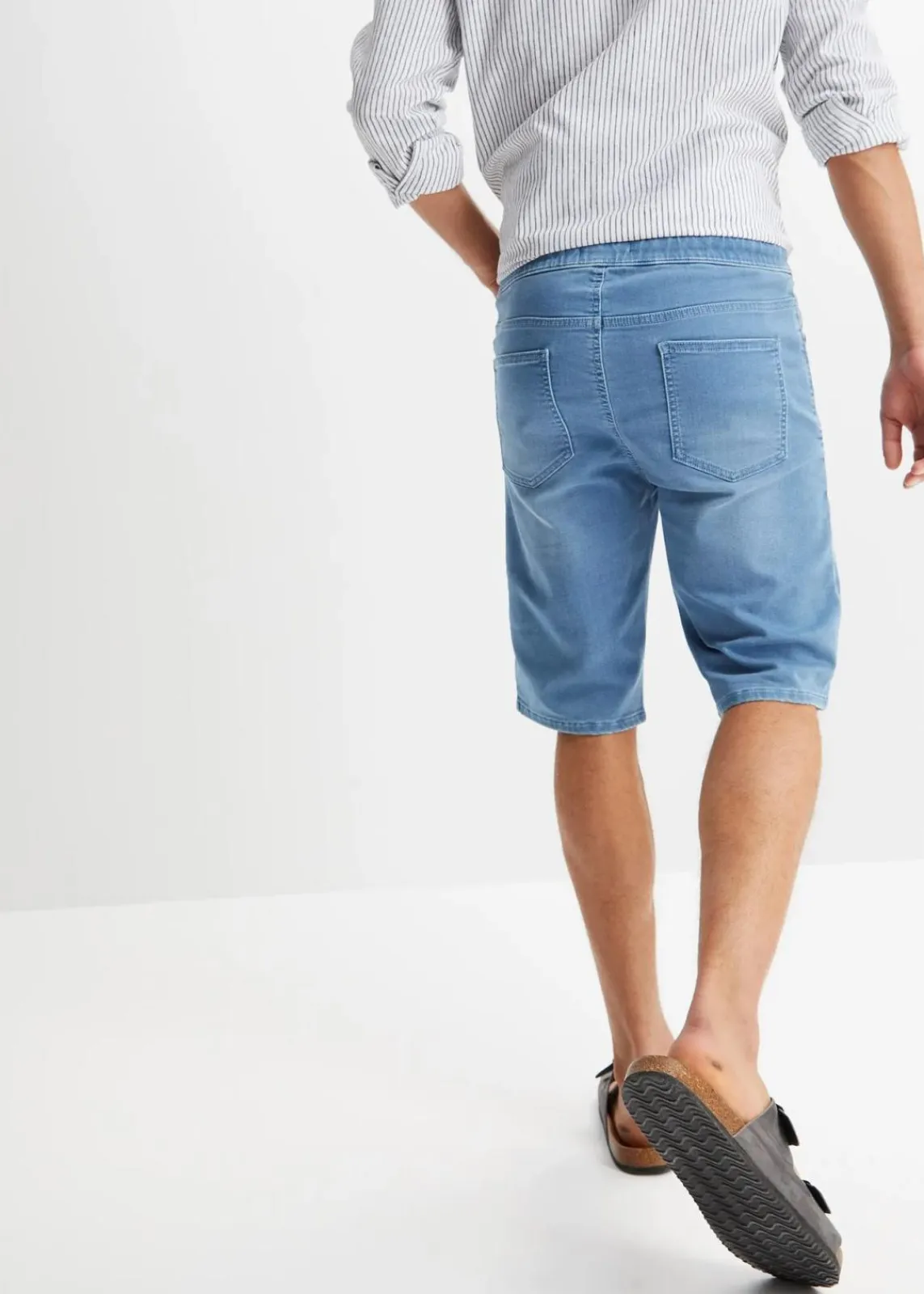 bonprix Große Größen|Shorts|Sweat-Jeans-Bermuda mit Komfortschnitt, Regular Fit hellblau denim