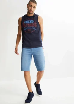 bonprix Große Größen|Shorts|Sweat-Jeans-Bermuda mit Komfortschnitt, Regular Fit hellblau denim