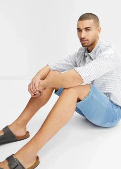 bonprix Große Größen|Shorts|Sweat-Jeans-Bermuda mit Komfortschnitt, Regular Fit hellblau denim