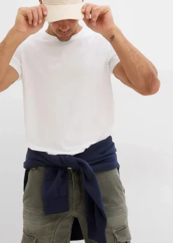 bonprix Jeans|Sweat|Sweatjeans-Bermuda, Regular Fit grau denim/dunkeloliv