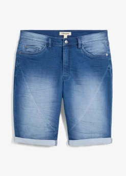 bonprix Jeans|Shorts|Sweat-Jeans-Bermuda, Relaxed Fit mittelblau denim used