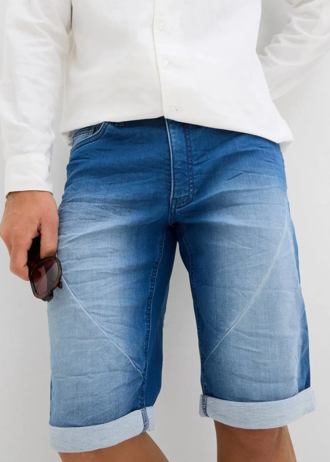 bonprix Jeans|Shorts|Sweat-Jeans-Bermuda, Relaxed Fit mittelblau denim used